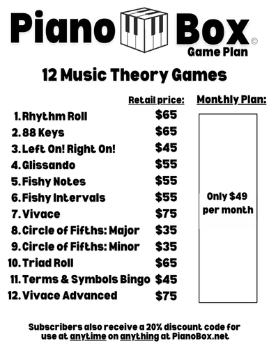 PianoBox Game Plan - Pay per year